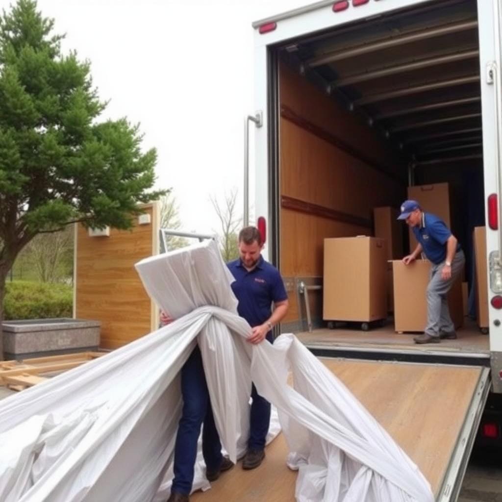Möbel werden in Umzugswagen verladen